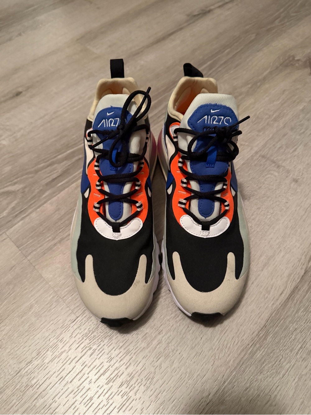 Nike Air Max 270 React Women’s Sneakers - Black/Blue/Orange/Cream - Picture 3 of 7